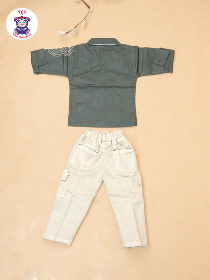 Green - Boys Readymade Cotton Shirts & Pants