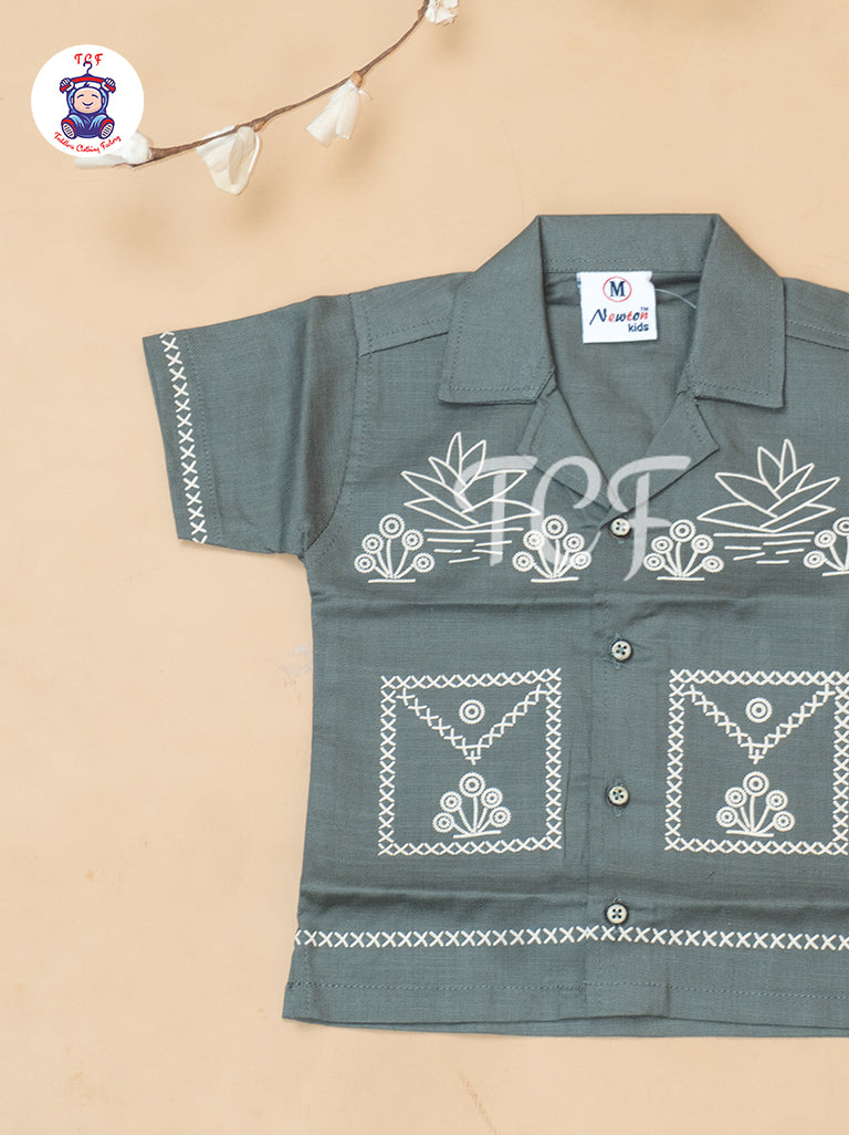 Green - Boys Readymade Cotton Shirts & Shorts