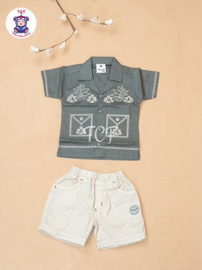 Green - Boys Readymade Cotton Shirts & Shorts