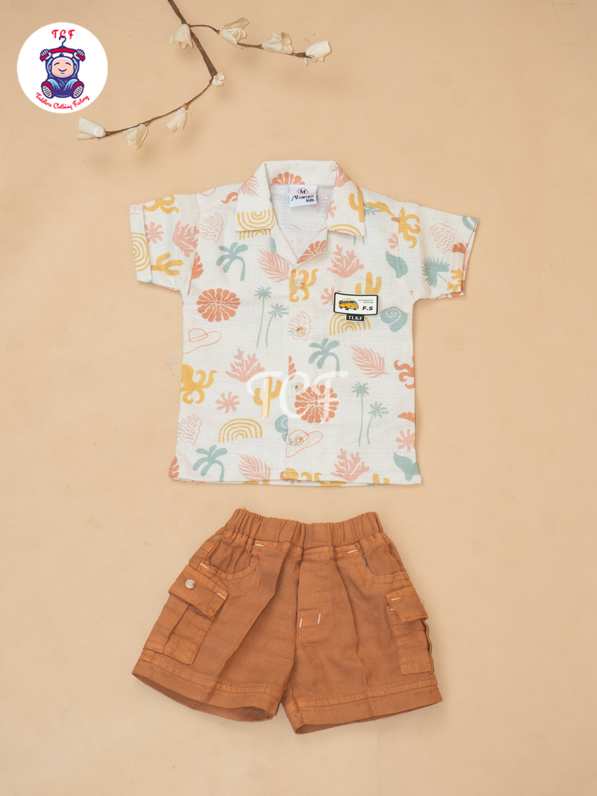 Cream & Rust - Boys Readymade Cotton Shirts & Shorts
