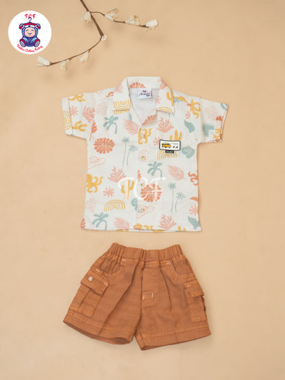 Cream & Rust - Boys Readymade Cotton Shirts & Shorts