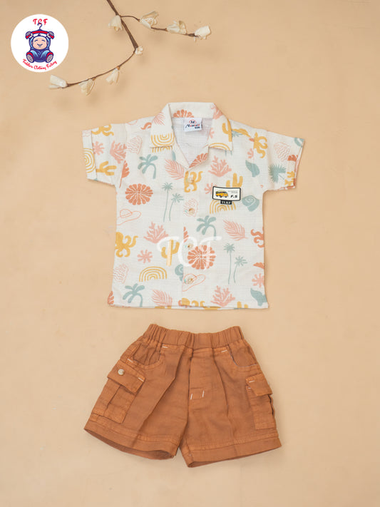 Cream & Rust - Boys Readymade Cotton Shirts & Shorts