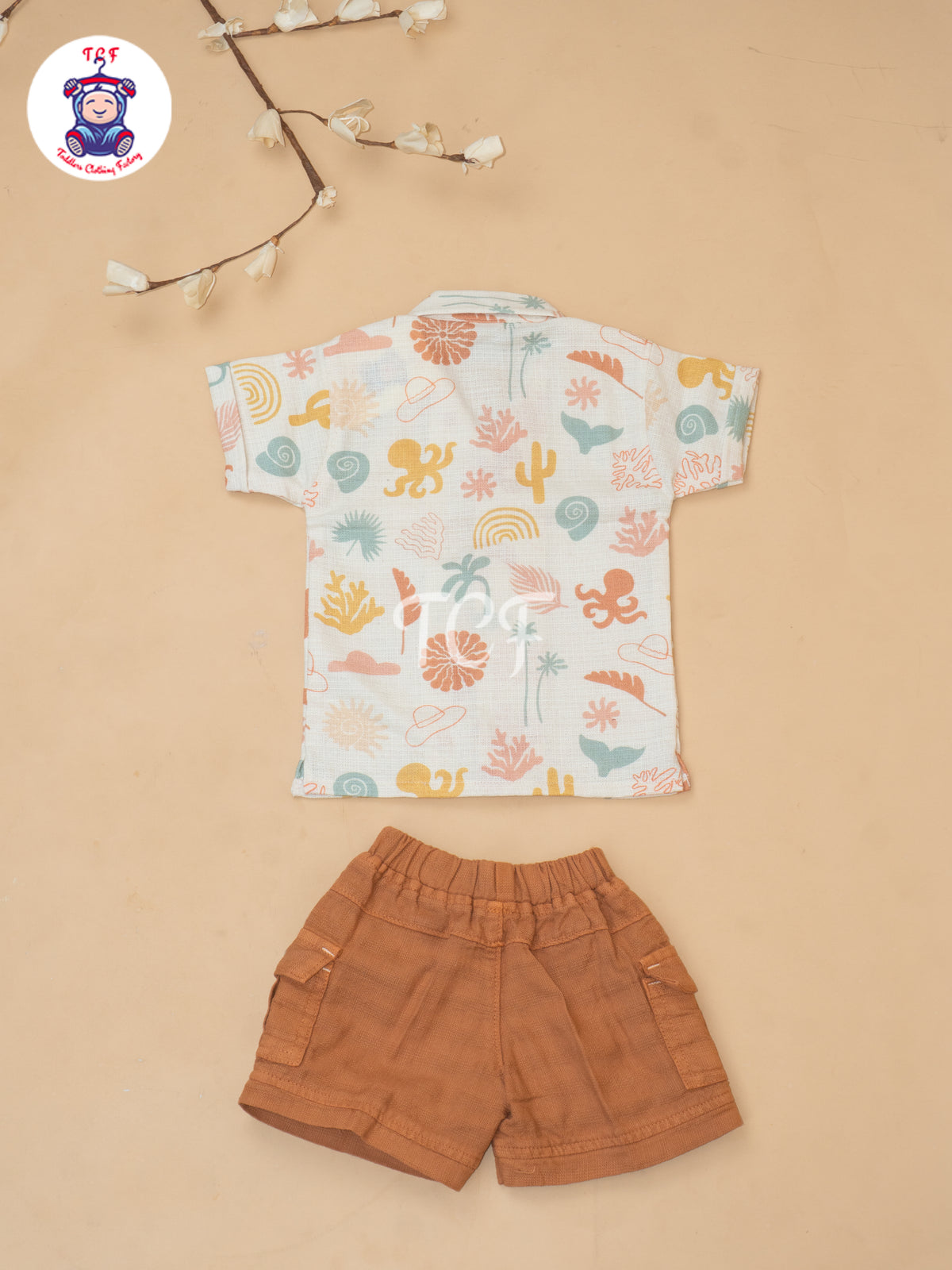 Cream & Rust - Boys Readymade Cotton Shirts & Shorts