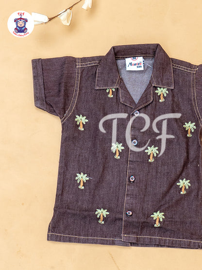 Brown - Boys Readymade Cotton Shirts & Shorts