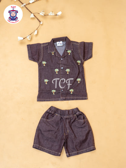 Brown - Boys Readymade Cotton Shirts & Shorts