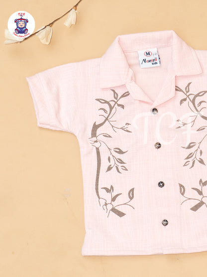 Peach - Boys Readymade Cotton Shirts & Shorts
