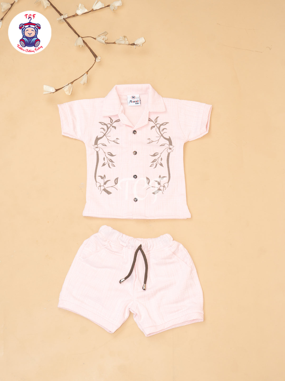 Peach - Boys Readymade Cotton Shirts & Shorts