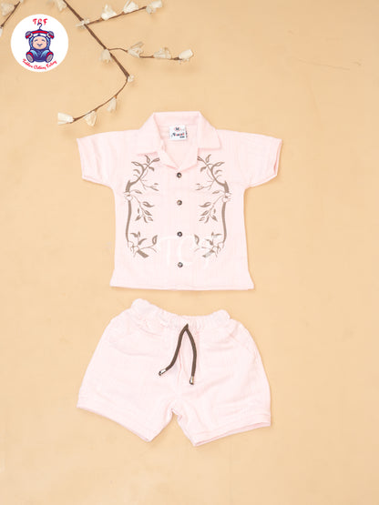 Peach - Boys Readymade Cotton Shirts & Shorts