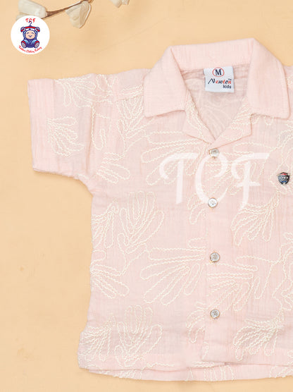 Peach - Boys Readymade Cotton Shirts & Shorts
