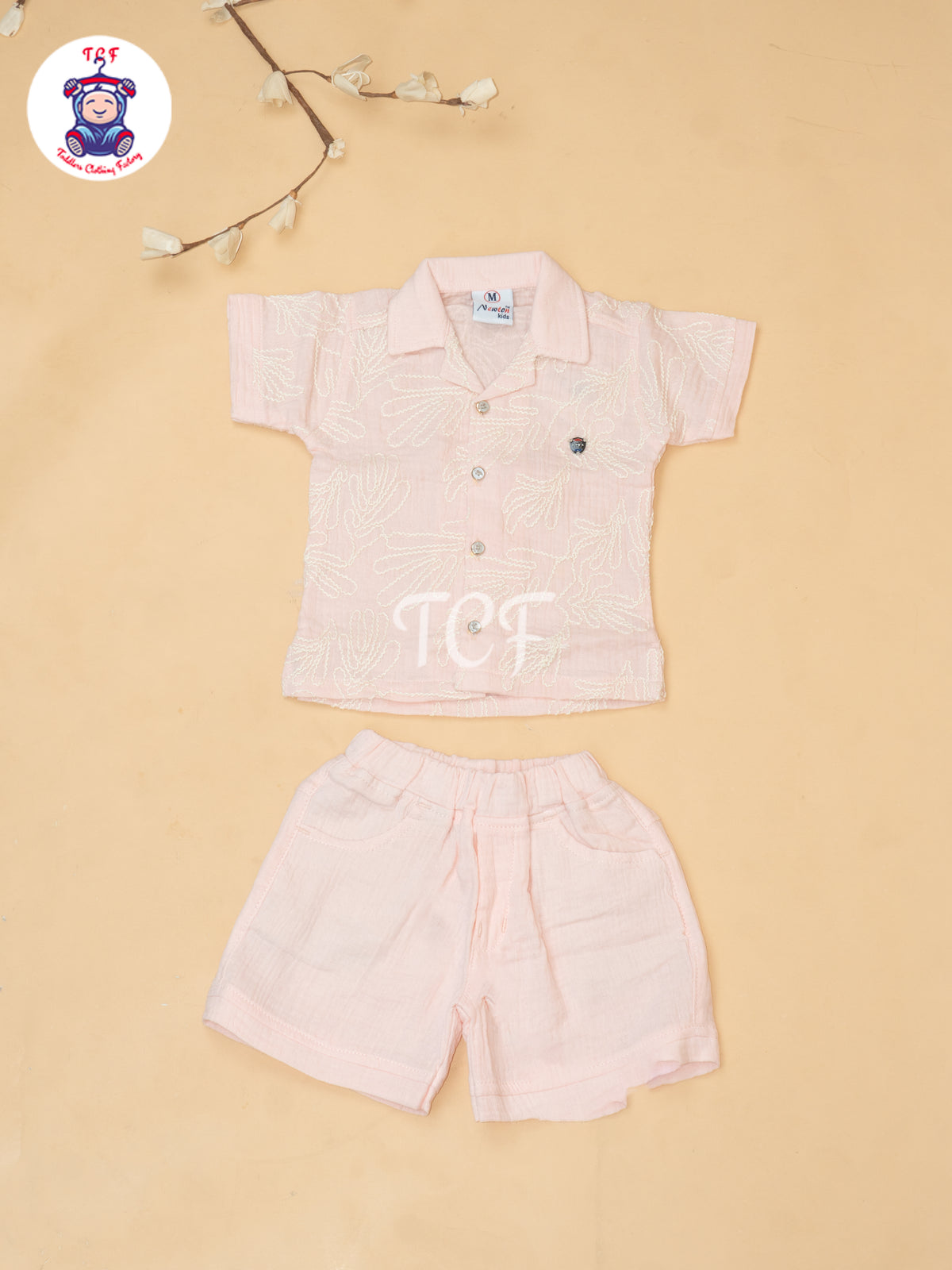 Peach - Boys Readymade Cotton Shirts & Shorts