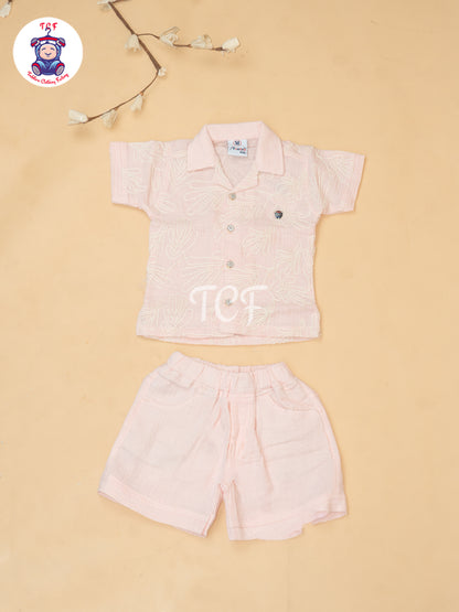 Peach - Boys Readymade Cotton Shirts & Shorts