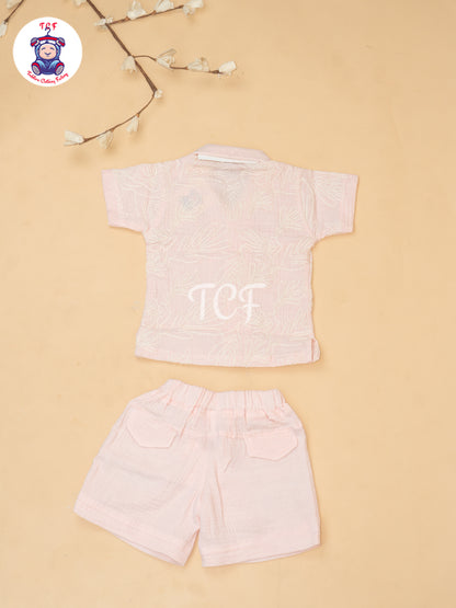 Peach - Boys Readymade Cotton Shirts & Shorts