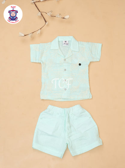 Green - Boys Readymade Cotton Shirts & Shorts
