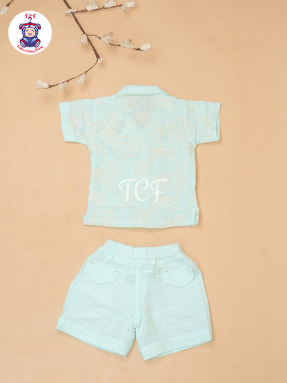 Green - Boys Readymade Cotton Shirts & Shorts