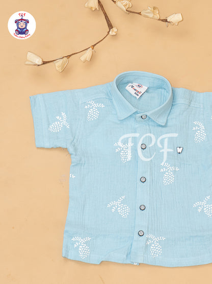 Sky Blue - Boys Readymade Cotton Shirts & Shorts