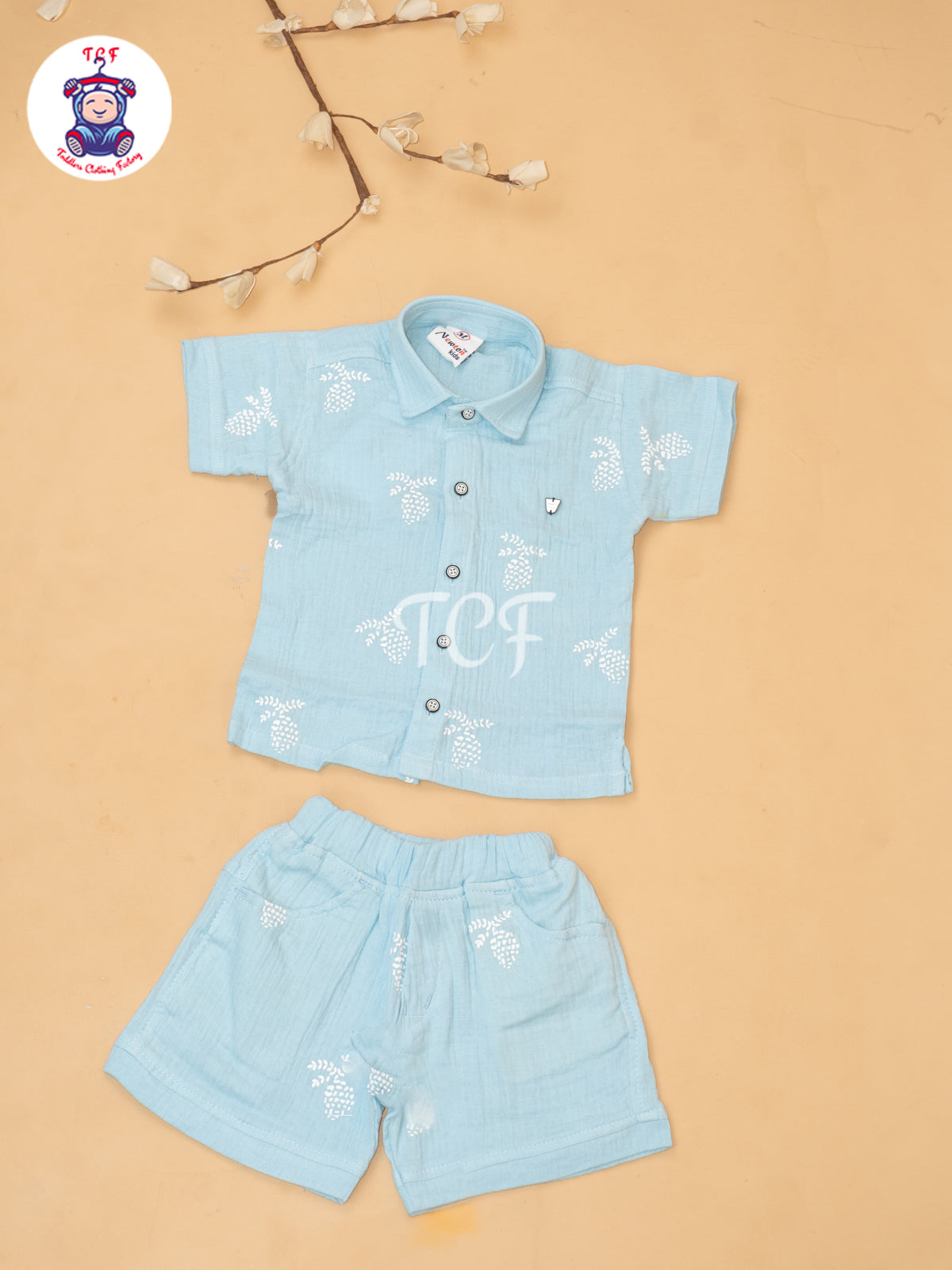 Sky Blue - Boys Readymade Cotton Shirts & Shorts
