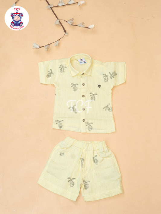 Yellow - Boys Readymade Cotton Shirts & Shorts