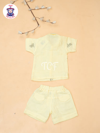 Yellow - Boys Readymade Cotton Shirts & Shorts