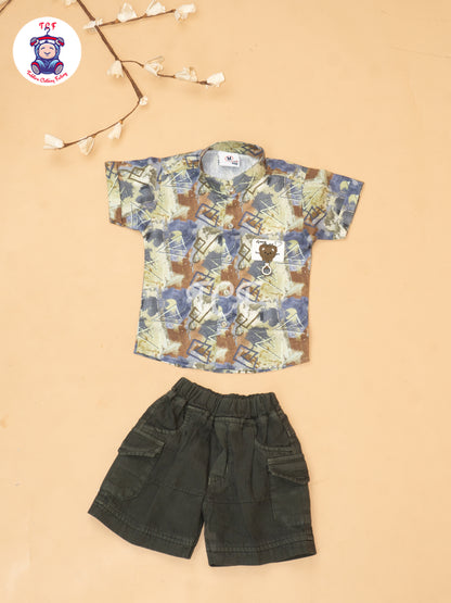Green - Boys Readymade Cotton Shirts & Shorts