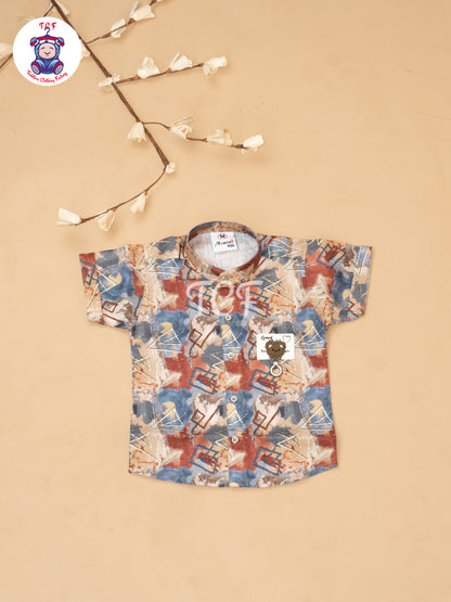 Blue - Boys Readymade Cotton Shirts & Shorts