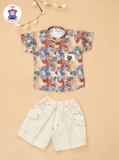 Blue - Boys Readymade Cotton Shirts & Shorts