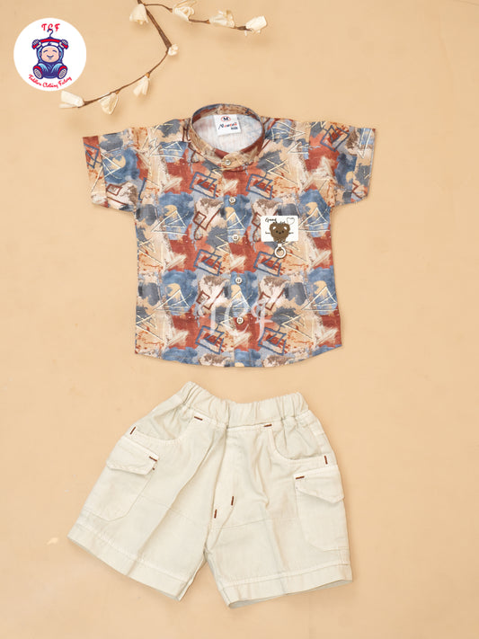 Blue - Boys Readymade Cotton Shirts & Shorts