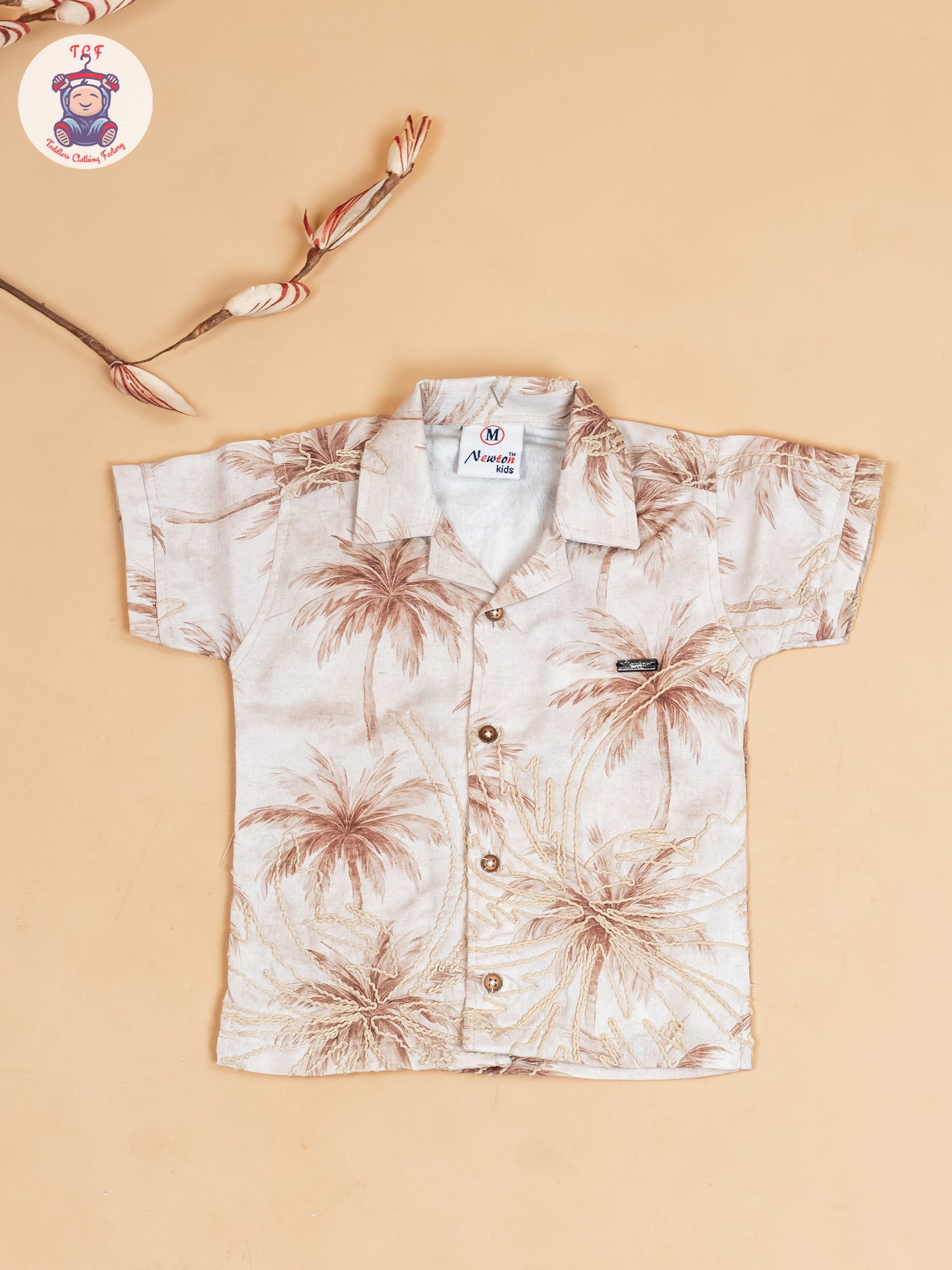 Cream & Brown - Boys Readymade Cotton Shirts & Shorts