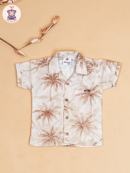 Cream & Brown - Boys Readymade Cotton Shirts & Shorts