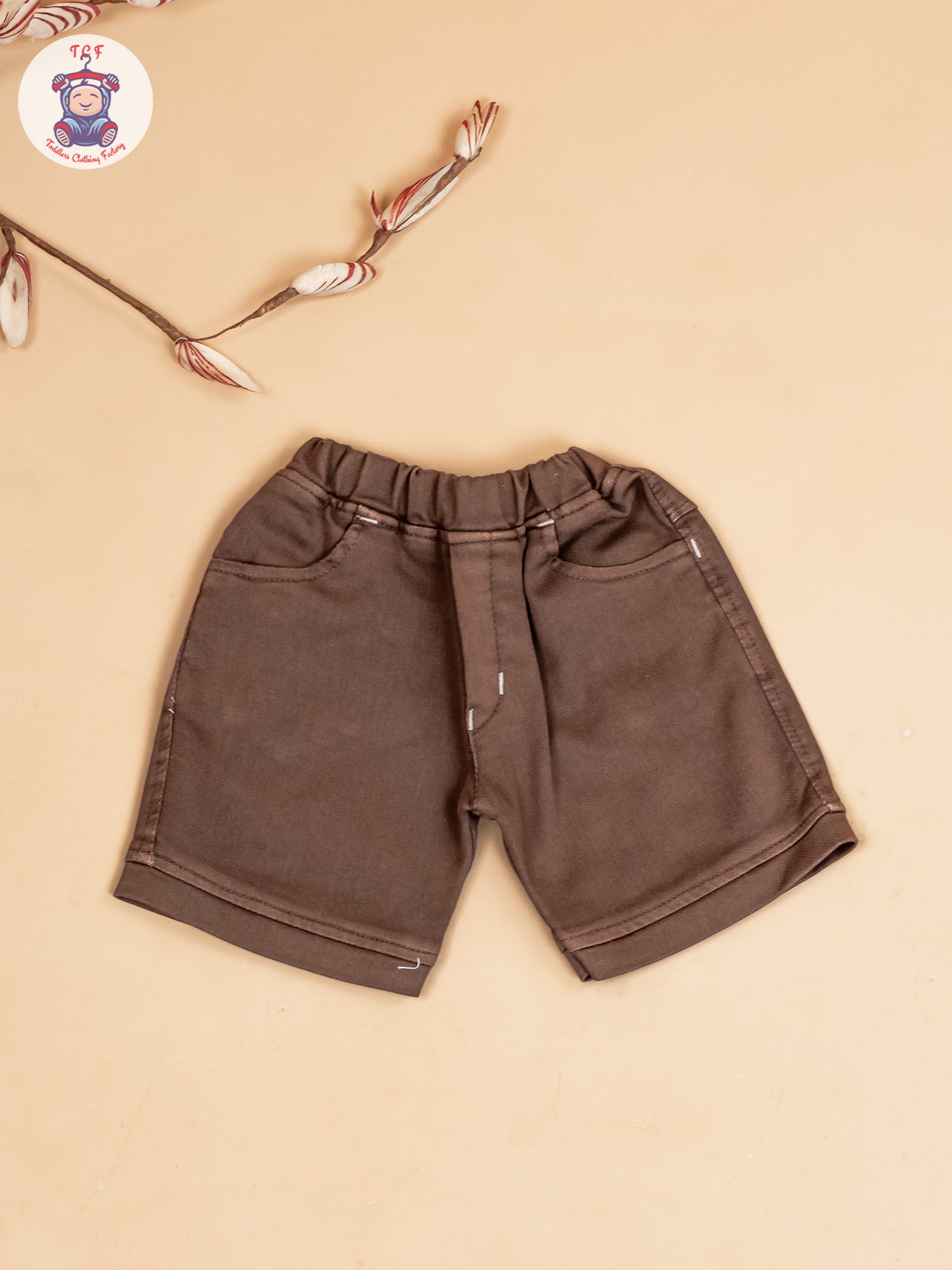 Cream & Brown - Boys Readymade Cotton Shirts & Shorts