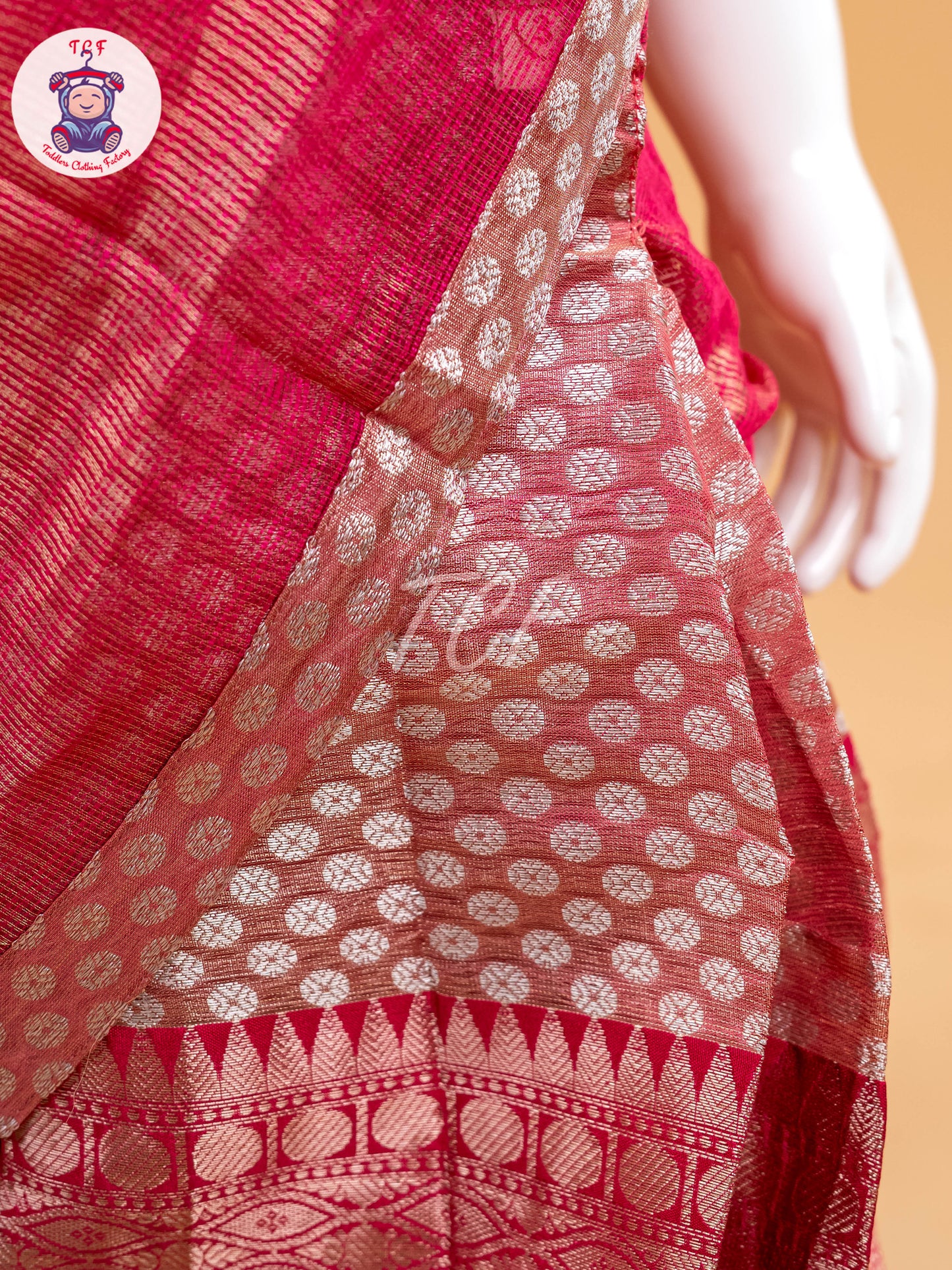 Pink - Girls Readymade Welcro Saree