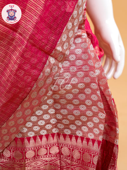 Pink - Girls Readymade Welcro Saree