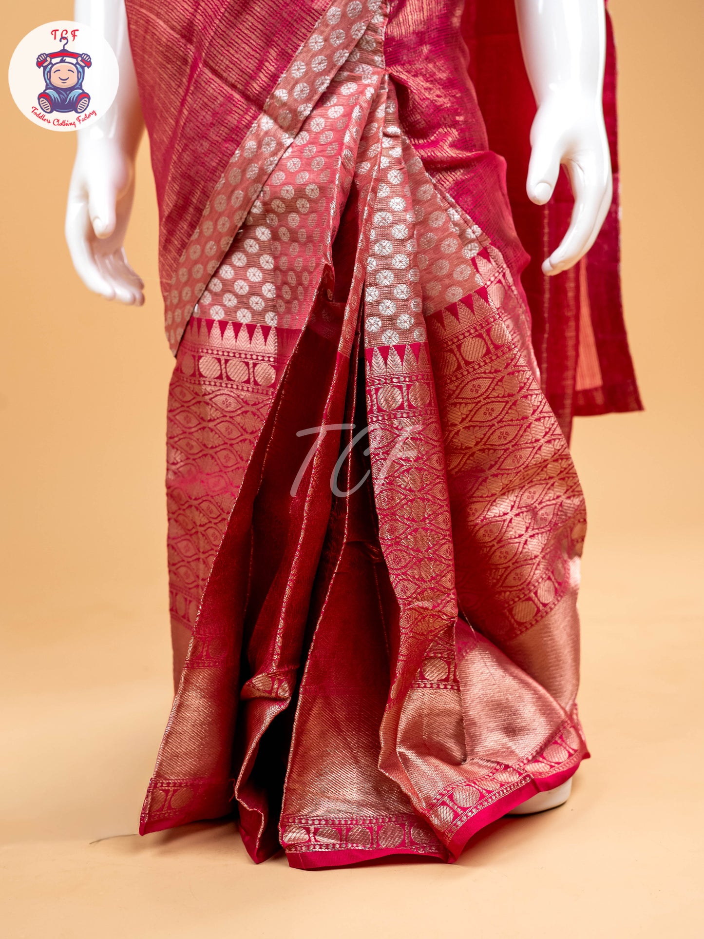 Pink - Girls Readymade Welcro Saree