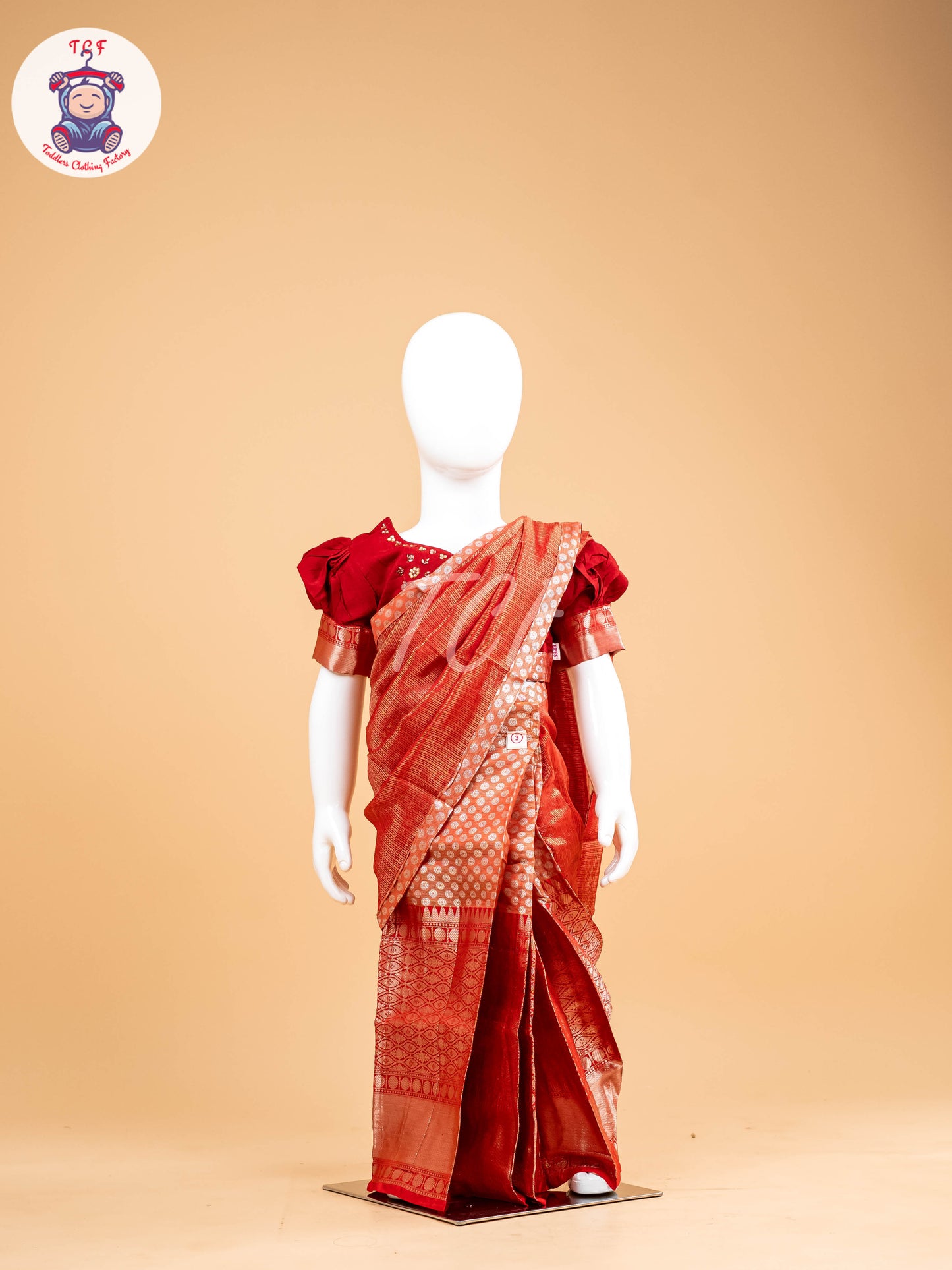 Maroon - Girls Readymade Welcro Saree