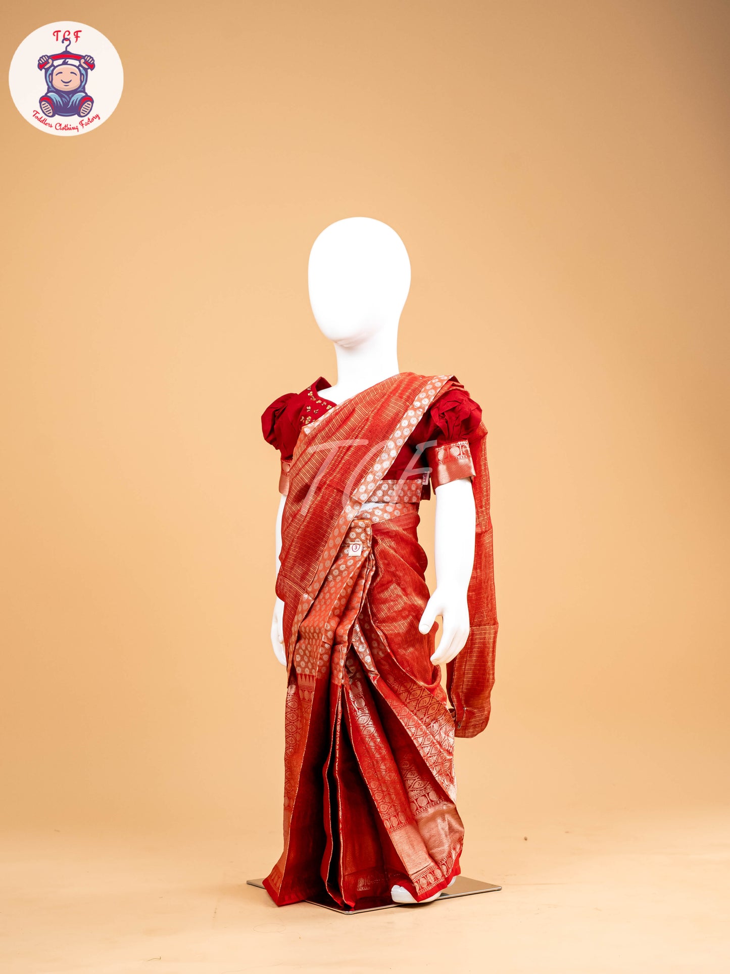Maroon - Girls Readymade Welcro Saree