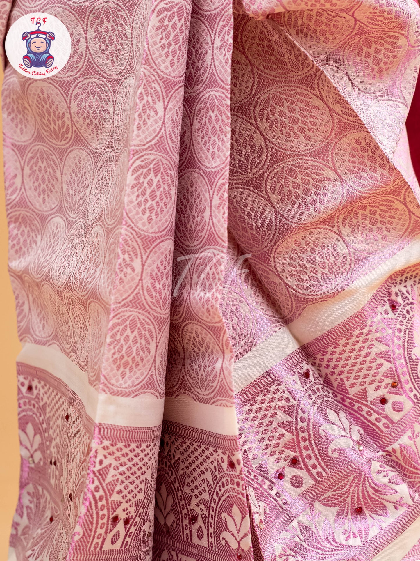 Onion Pink - Girls Readymade Welcro Saree