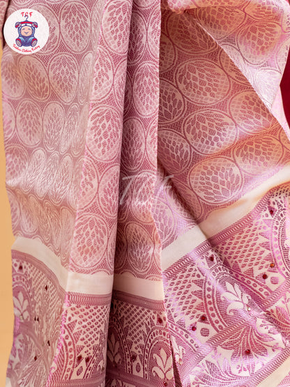 Onion Pink - Girls Readymade Welcro Saree