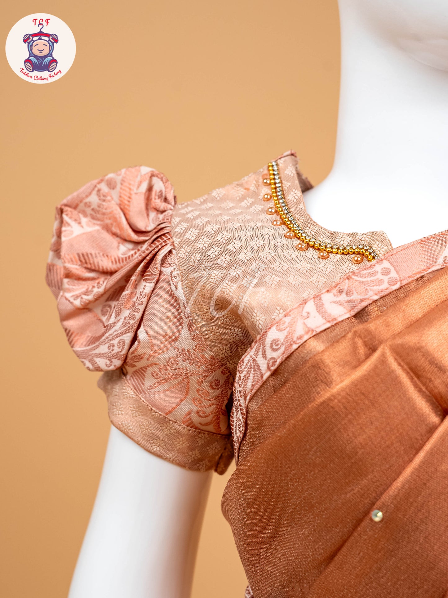 Light Pink - Girls Readymade Welcro Saree