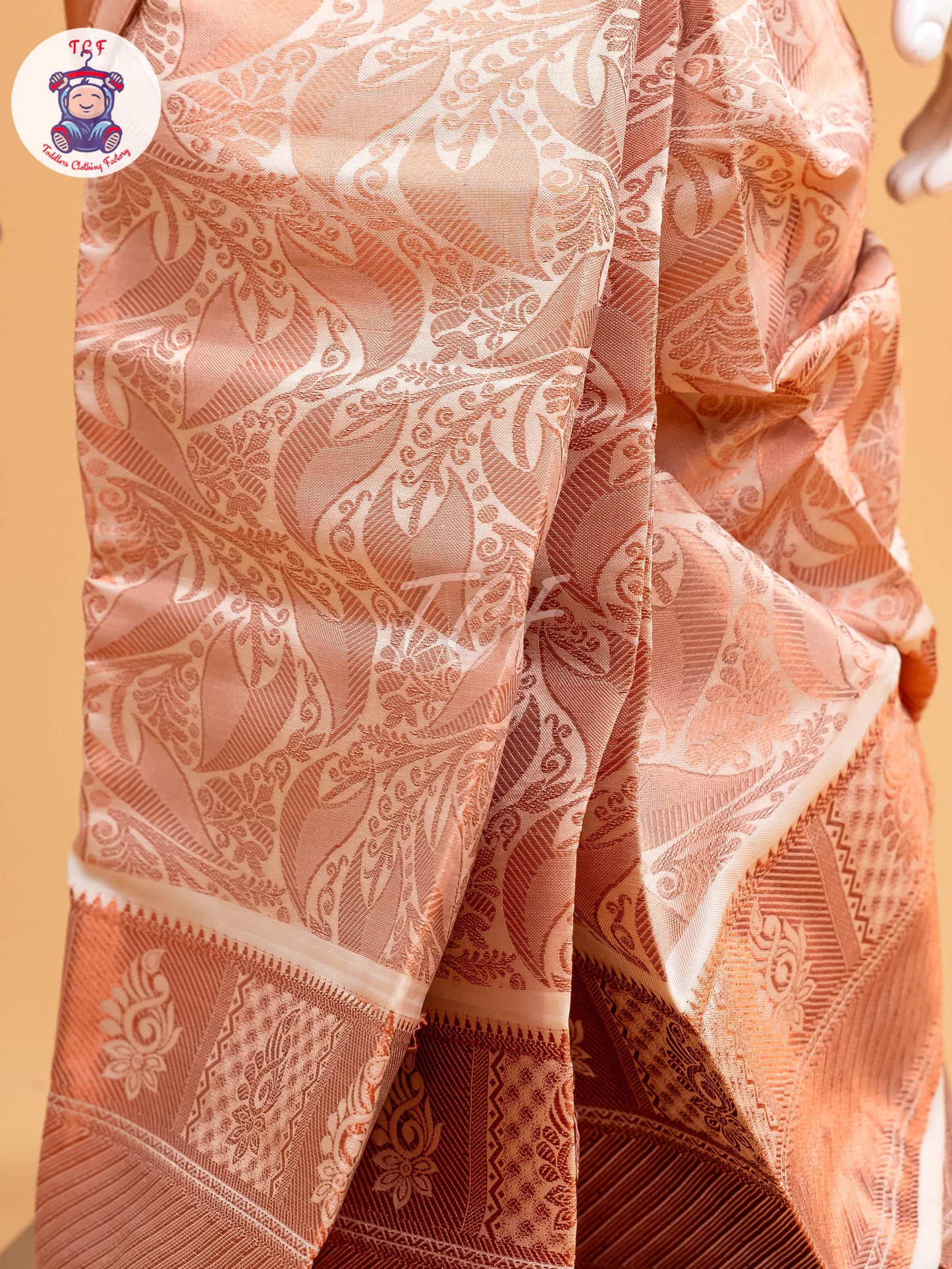 Light Pink - Girls Readymade Welcro Saree