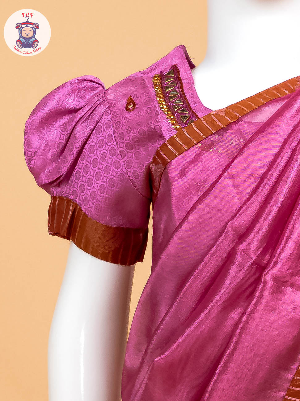 Pink - Girls Readymade Welcro Saree