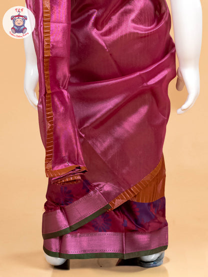 Pink - Girls Readymade Welcro Saree