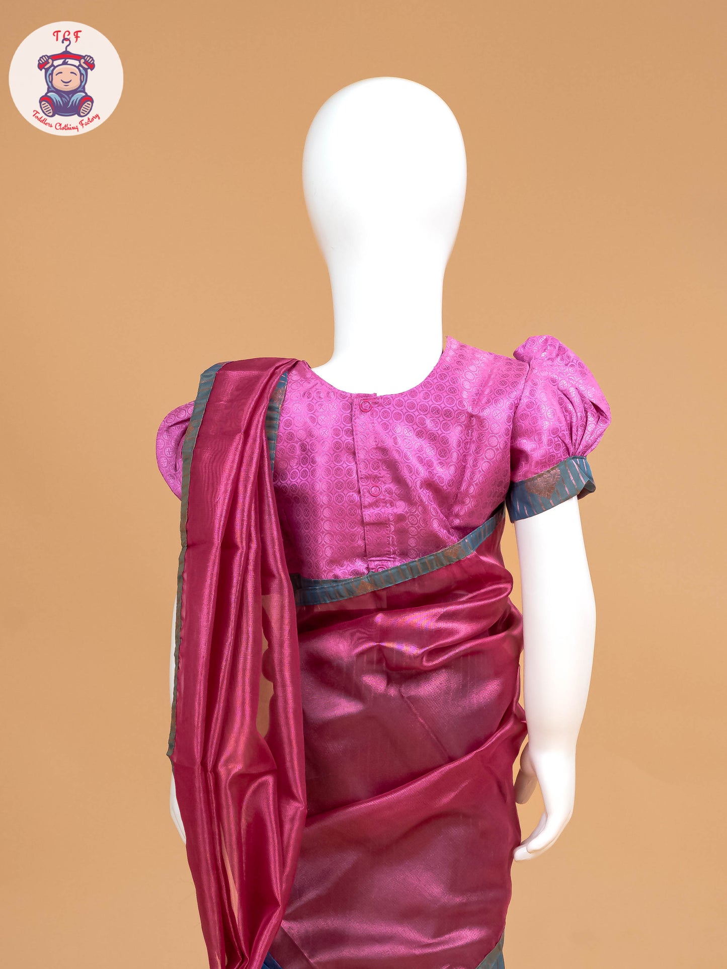 Pink - Girls Readymade Welcro Saree
