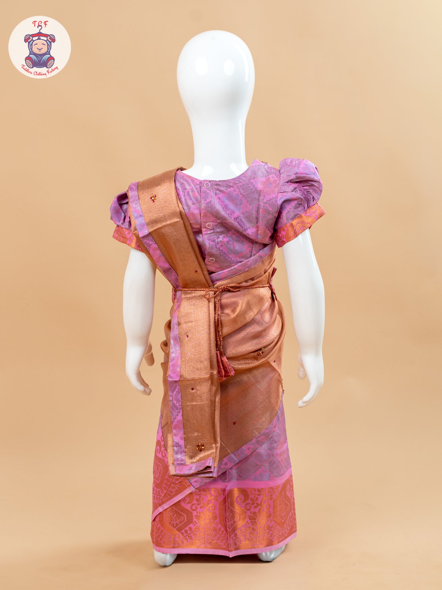 Pink - Girls Readymade Welcro Saree