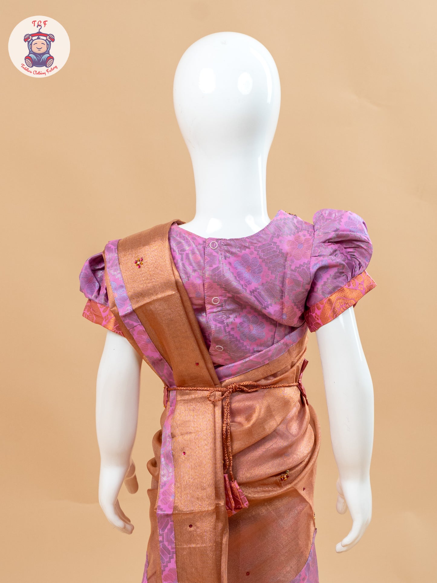 Pink - Girls Readymade Welcro Saree