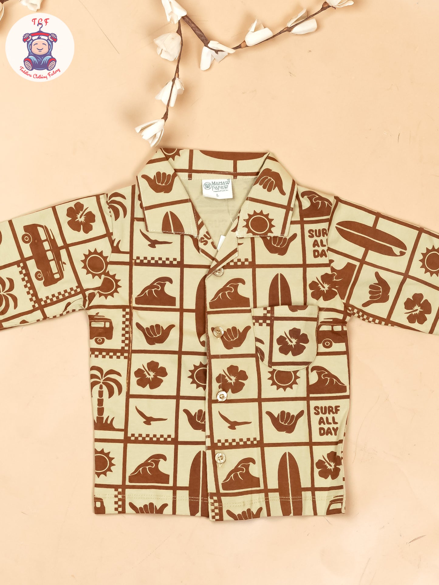 Cream & Brown - Boys Readymade Shirts & Pant