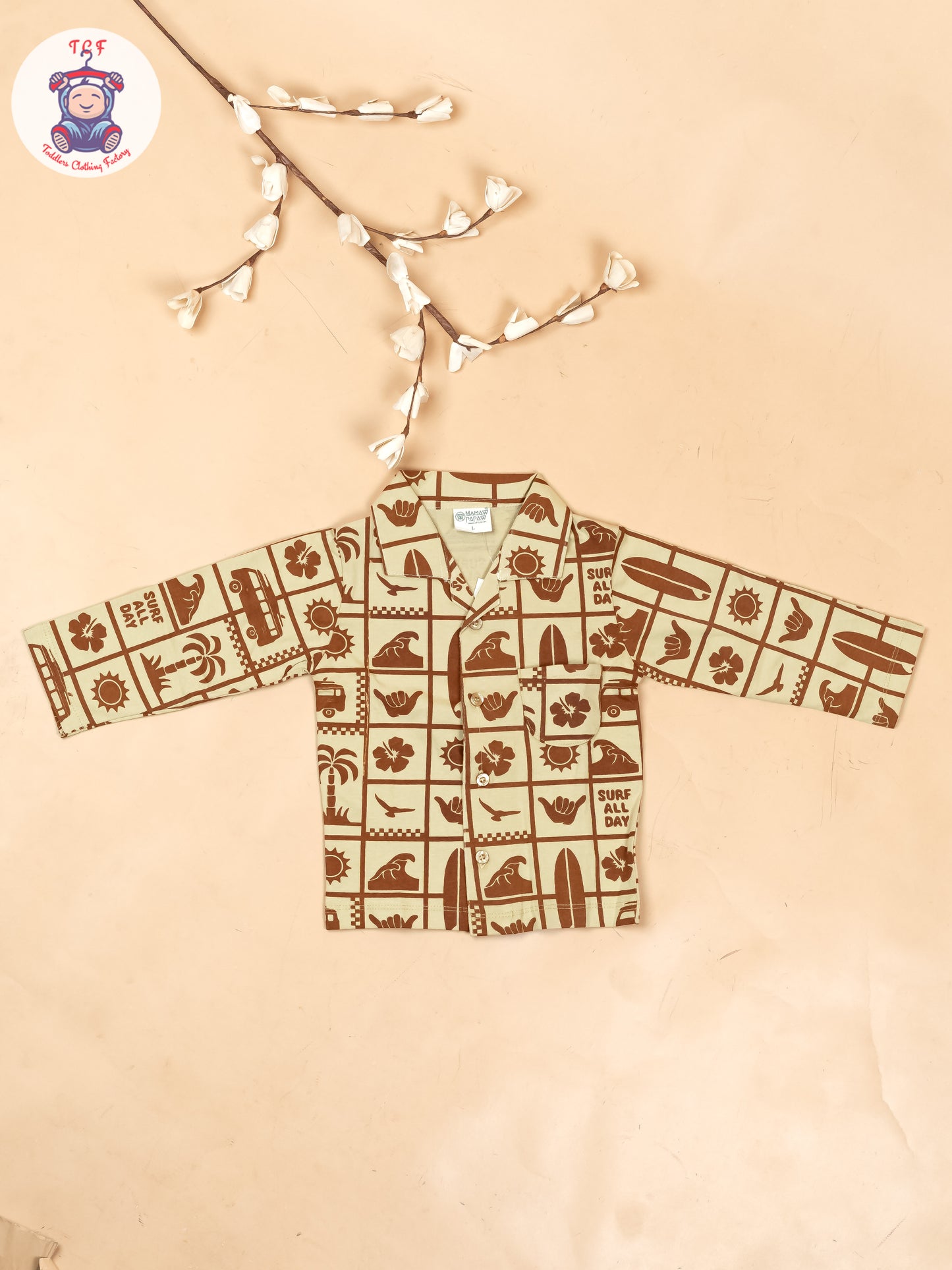 Cream & Brown - Boys Readymade Shirts & Pant