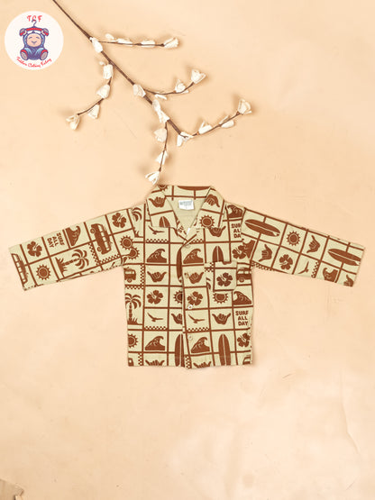 Cream & Brown - Boys Readymade Shirts & Pant