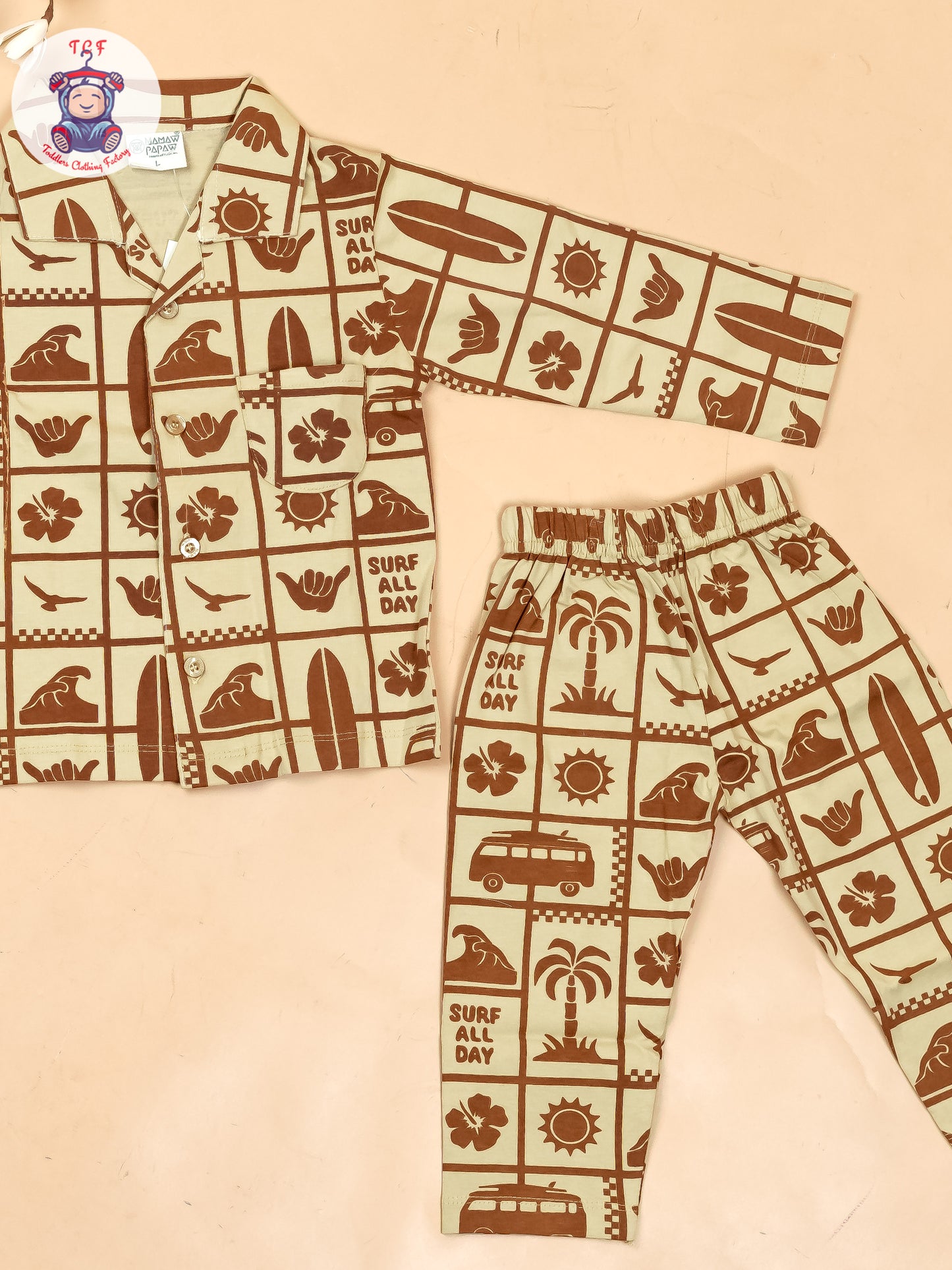 Cream & Brown - Boys Readymade Shirts & Pant