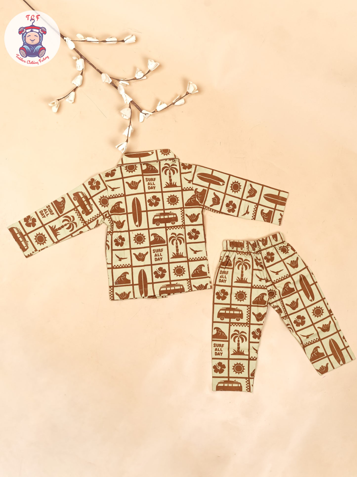 Cream & Brown - Boys Readymade Shirts & Pant