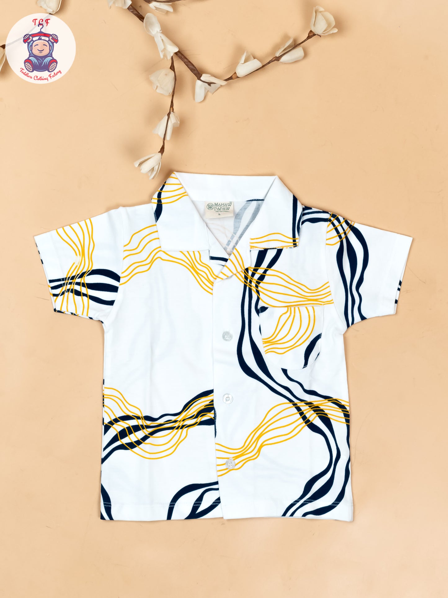 White & Navy Blue With Orange  - Boys Readymade Shirts & Pant