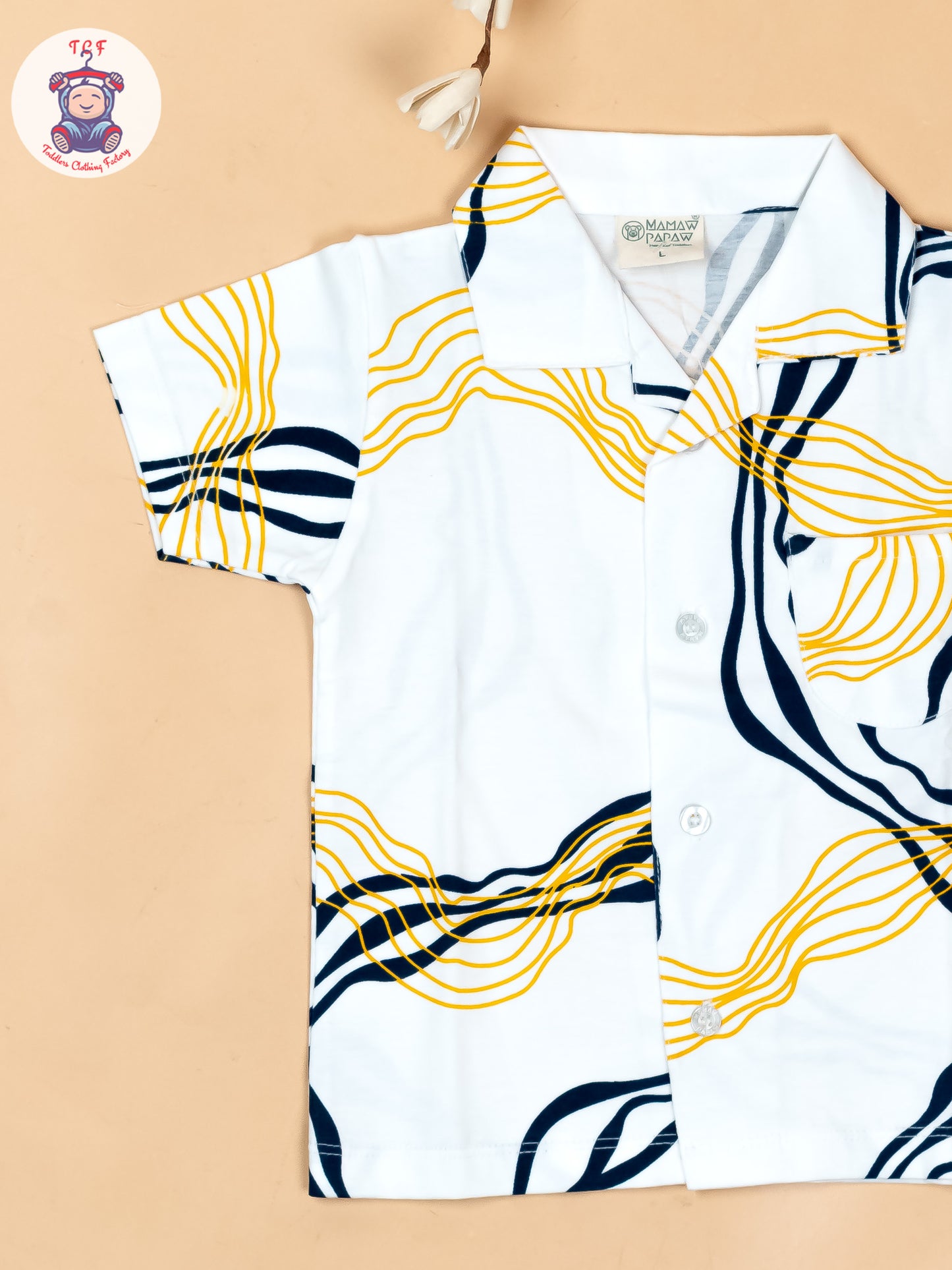White & Navy Blue With Orange  - Boys Readymade Shirts & Pant